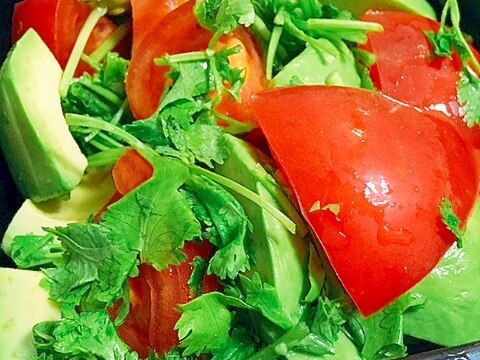 パクチー祭り☆トマトとアボカドのスパイシーサラダ